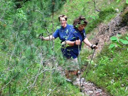 Die Damen der Gruppe kämpfen sich flott den Anstieg hinauf