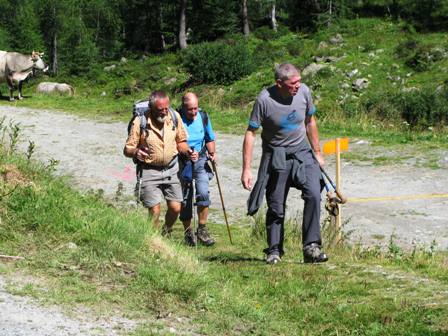Die Steirer - Wilhelm Klaminger, Heinrich Skerbinz und Franz Reiterer beim Eintreffen auf der Lareinalpe