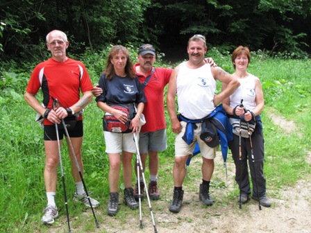 Werner, Karin, Gerhard, Manfred und Monika vor den Anstrengungen des Anstieges