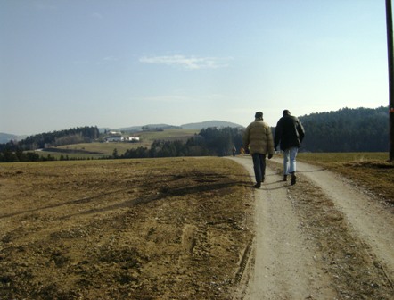 Wanderer in der herrlichen Landschaft des Mhlviertels