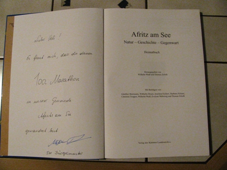 Ein Heimatbuch mit persnlicher Widmung des Brgermeisters fr den 100. Marathon im Jahre 2011 von Opa-Helmut Reiter - DANKE, das hat mich wirklich sehr gefreut!