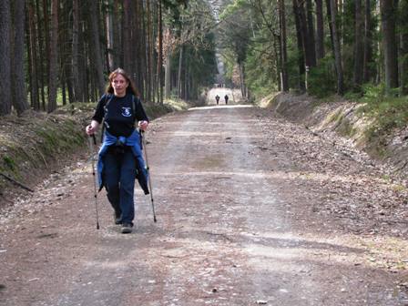 Zirberl im entschlossenen Schritt auf der Forststraße zur 'Refreshment'-Kontrolle nach 42 km