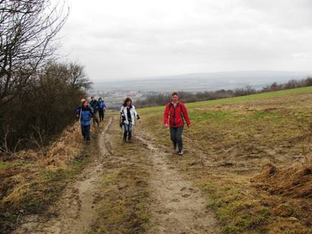 Die Damen sind im Anstieg zum Waschberg an der Spitze