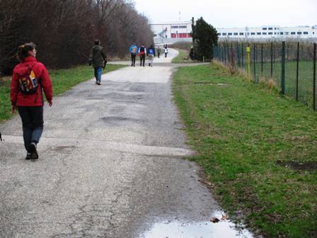 Einige Wanderer der schnellen Gruppe haben sich nun angeschlossen - es wird unbersichtlich