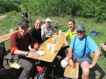 Hans Lebsinger mit der mnnlichen steirischen Marathonelite - Stefan Jansenberger, Wilhelm Klaminger, Dieter Bacher und Heinrich Skerbinz