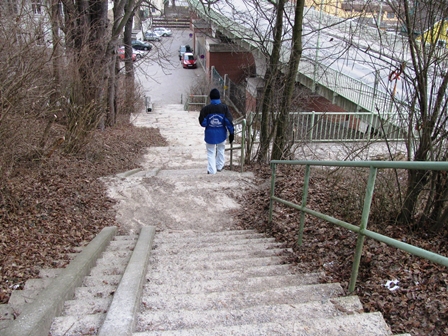 Die Stufen aus dem Kaiserwald Richtung Alpenbahnhof